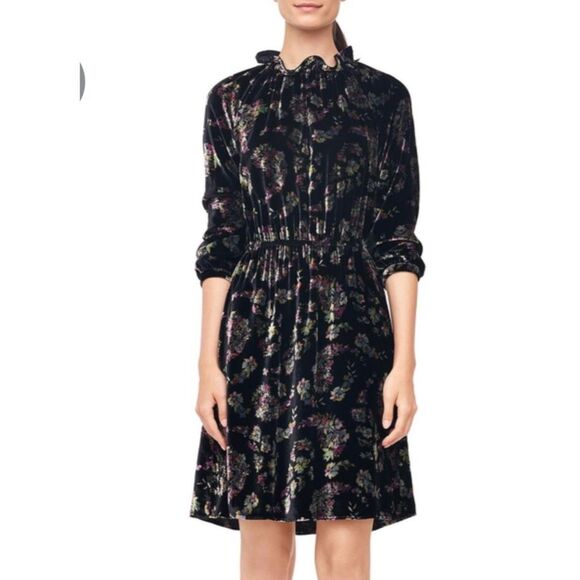 Rebecca Taylor Long Sleeve Jewel Paisley Velvet Dress in Plum Purple Size M Silk - Picture 5 of 11